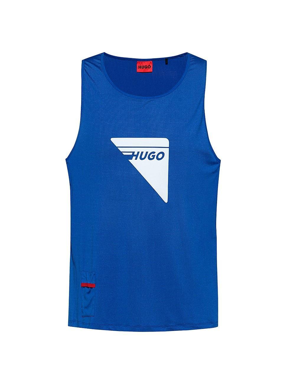 Mens Stretch-mesh tank top with decorative reflective logo Product Image