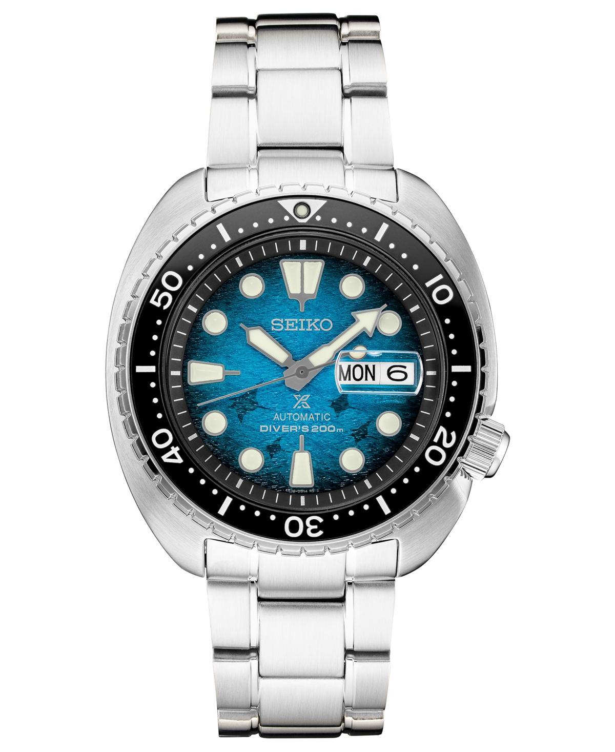 Seiko Mens Prospex Blue Manta Ray Diver Stainless Steel Bracelet Watch 45mm - A Special Edition Product Image