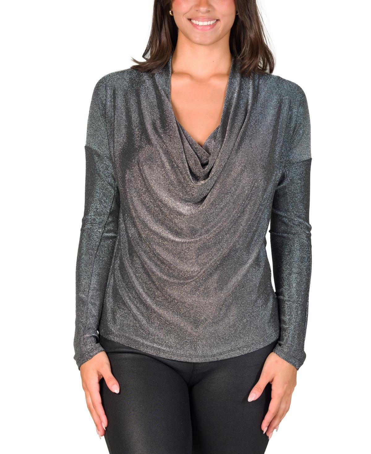 Womens 24Seven Comfort Apparel Cowlneck Shimmery Top Product Image