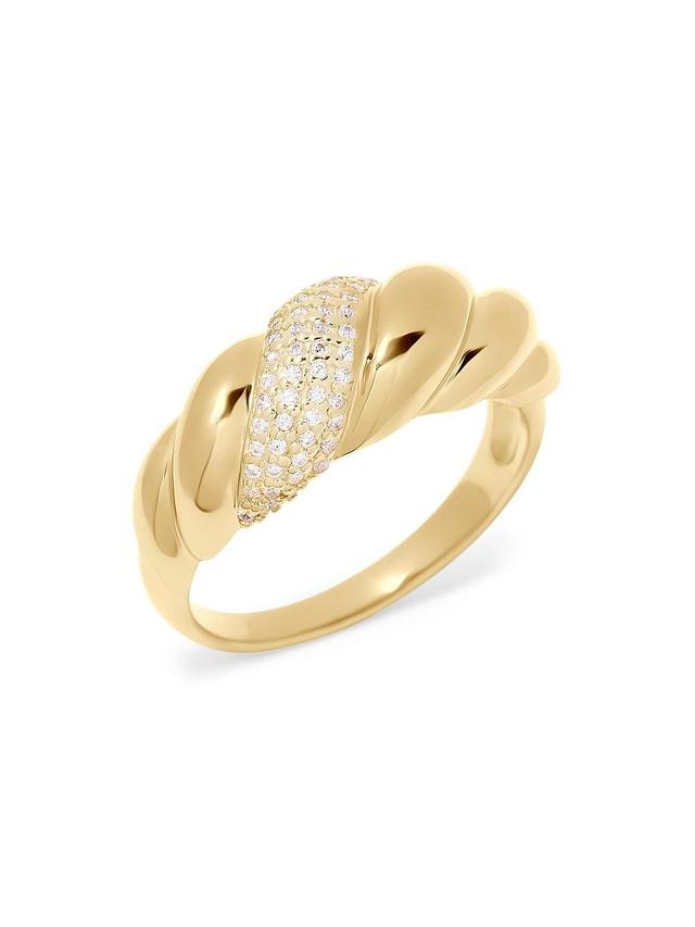 Womens Lex 14K-Yellow-Gold Vermeil & Cubic Zirconia Twist Ring Product Image