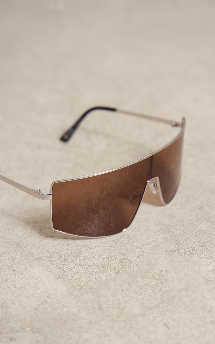 Silver Lens Oversized Brown Lens Visor Sunglasses Product Image