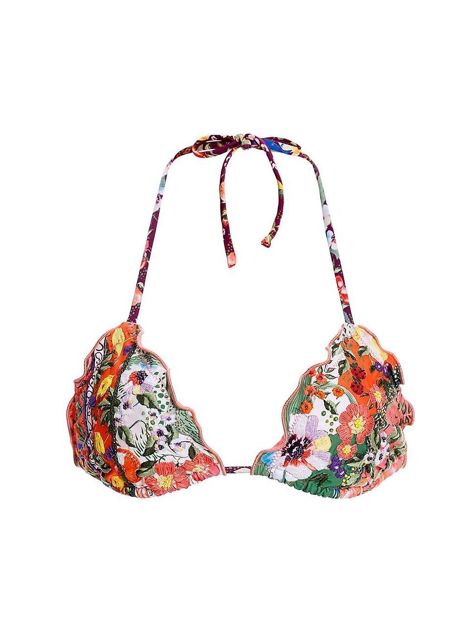 Womens Lolita Seed Embroidered Triangle Bikini Top Product Image