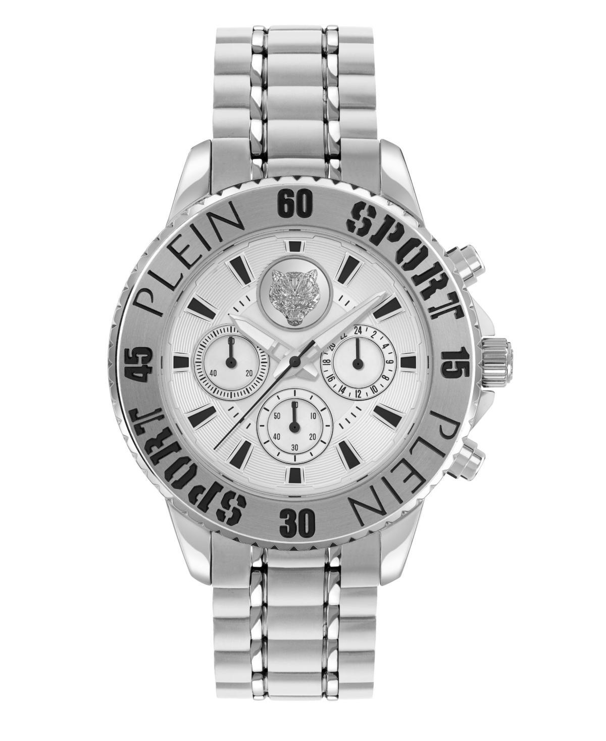 Plein Sport Mens Glam Chrono Chronograph Quartz Silver Stainless Steel 44MM - Silver Product Image