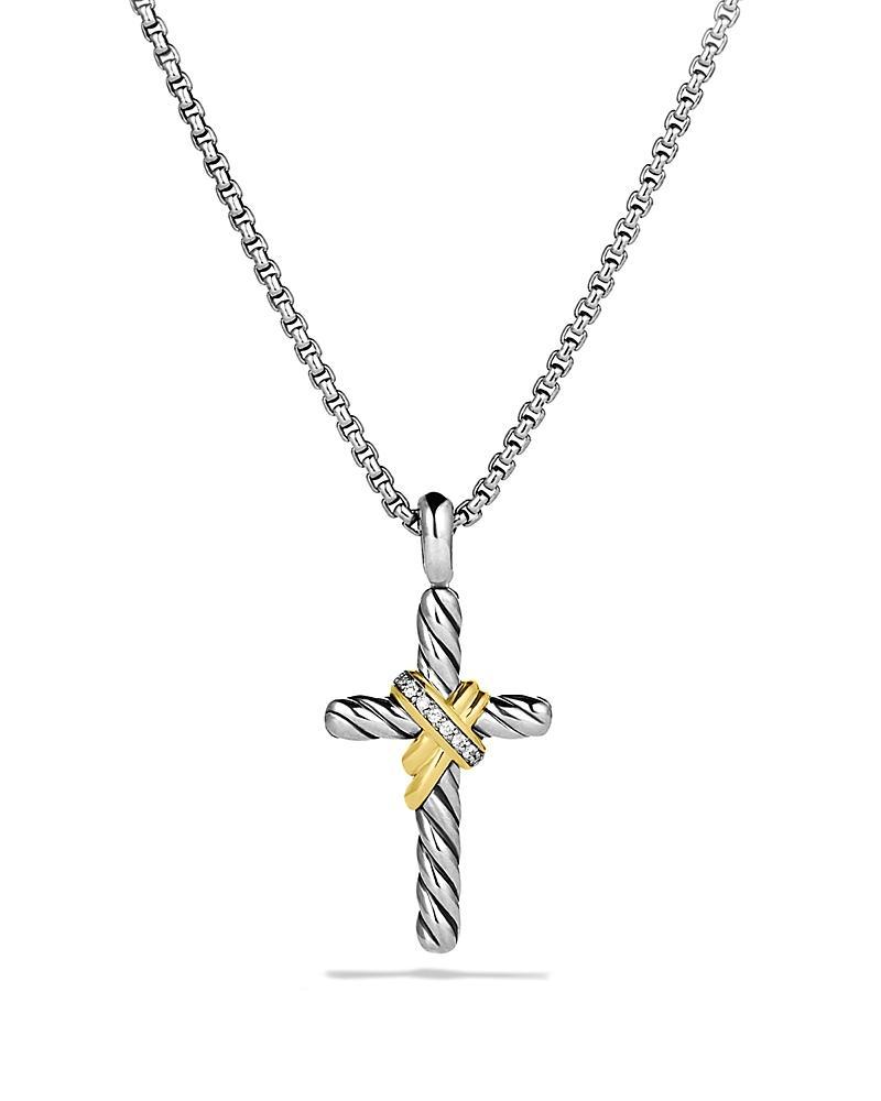 Womens Cable Collectibles X Crossover Cross With Diamonds & 14K Yellow Gold On Chain Product Image