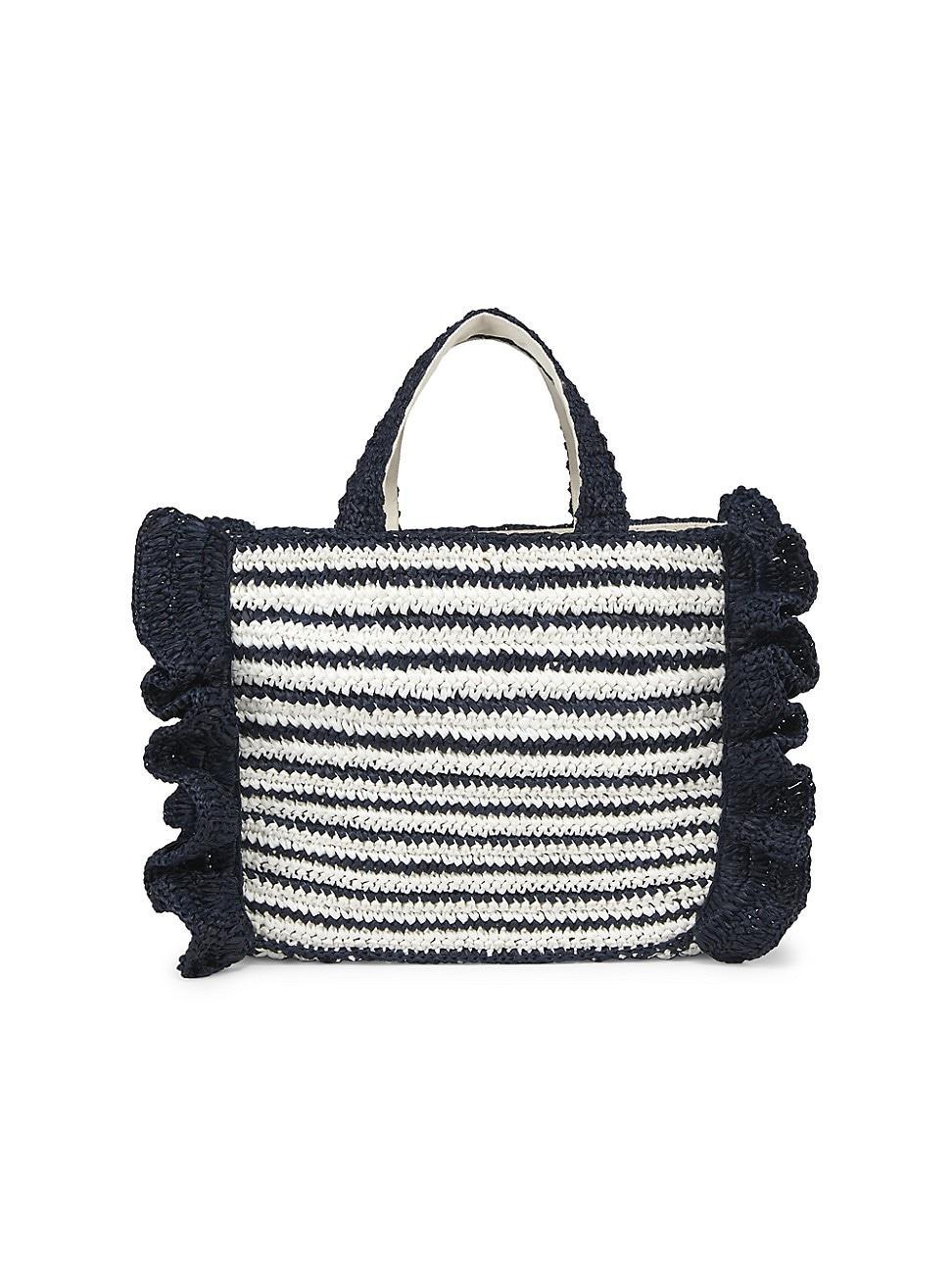 Womens Sogno Striped Raffia Tote Bag Product Image