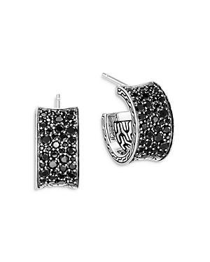 John Hardy Sterling Silver Classic Chain Extra Small Hoop Earrings with Treated Black Sapphire & Black Spinel Product Image