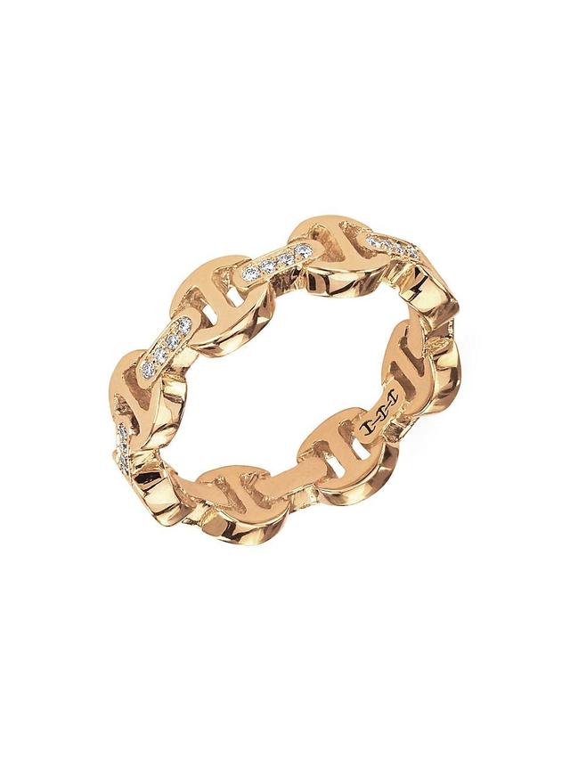 Womens Dame Tri-Link 18K Yellow Gold & Diamond Ring Product Image