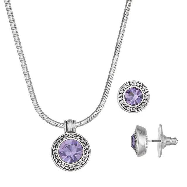 Napier Silver Tone Necklace & Stud Earring Set, Womens, Purple Product Image