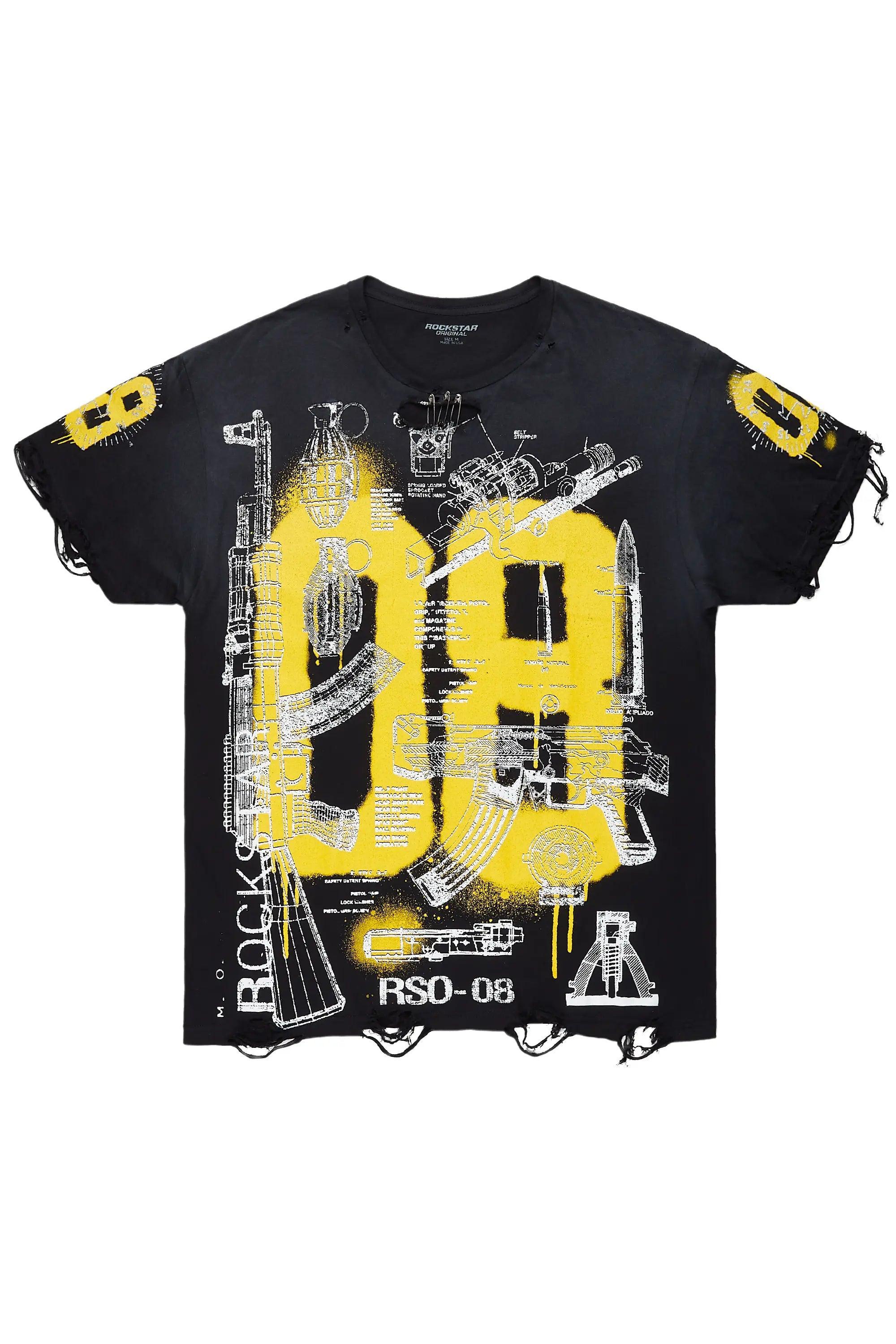 Atsen Black Oversized Graphic T-Shirt Male Product Image