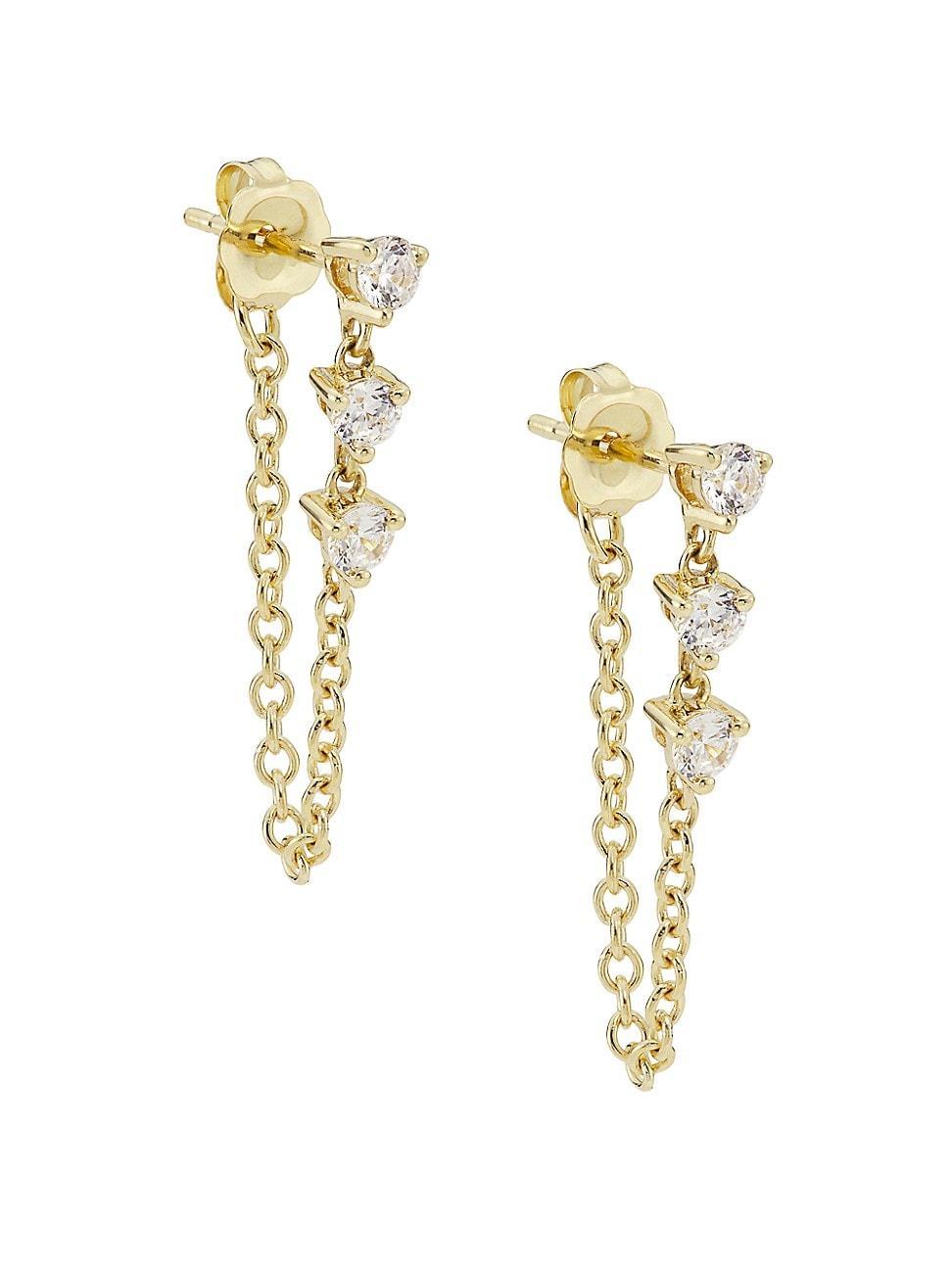 Womens 14K Yellow Gold & 0.4 TCW Diamonds Chain Drop Earrings Product Image