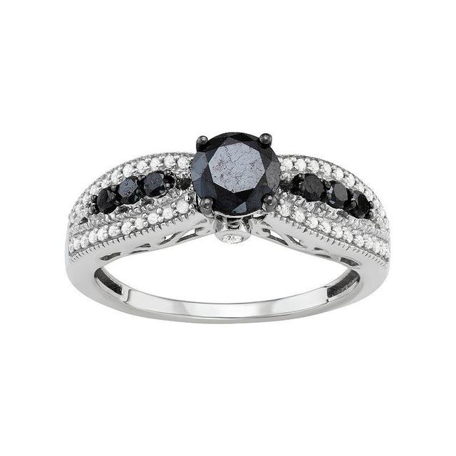 Jewelexcess Sterling Silver 1 Carat T.W. Black & White Diamond Engagement Ring, Womens Product Image