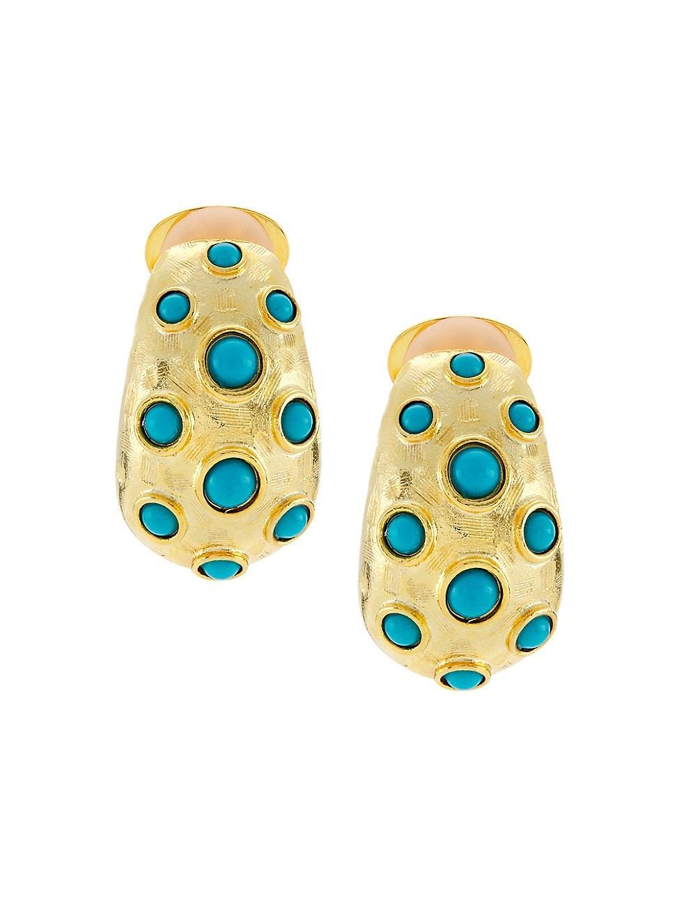 Womens Turquoise Dots 22K Gold-Plated & Resin Drop Earrings - Gold Turquoise - Gold Turquoise Product Image