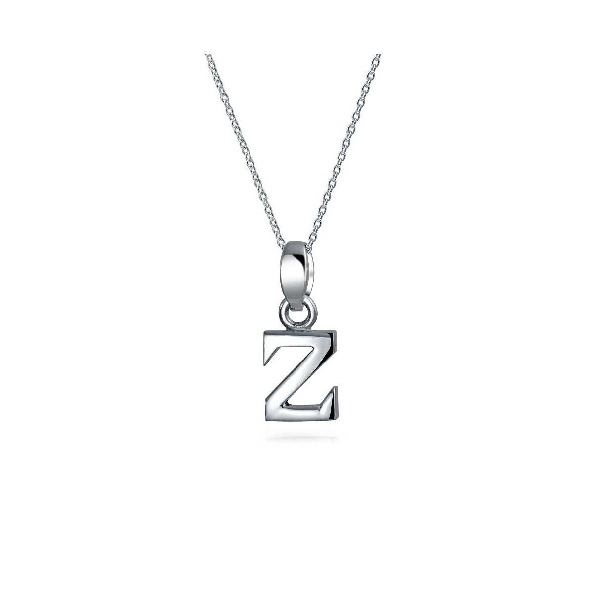 Bling Jewelry Abc Capital Block Letter Alphabet A-z Initial Pendant Necklace For For Women .925 Sterling Silver Product Image