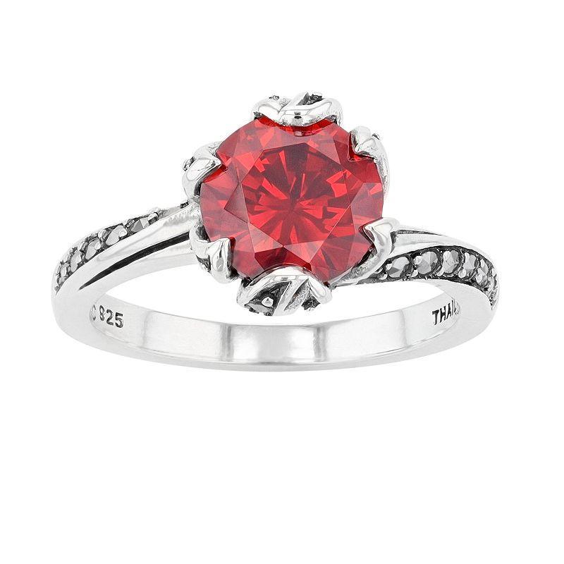 Lavish by TJM Sterling Silver Garnet Cubic Zirconia & Marcasite Ring, Womens Red Product Image