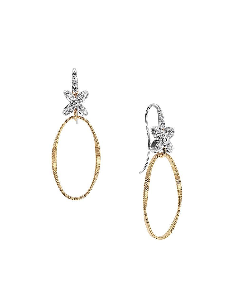 Marco Bicego Marrakech Onde Floral Diamond Drop Hoop Earrings Product Image