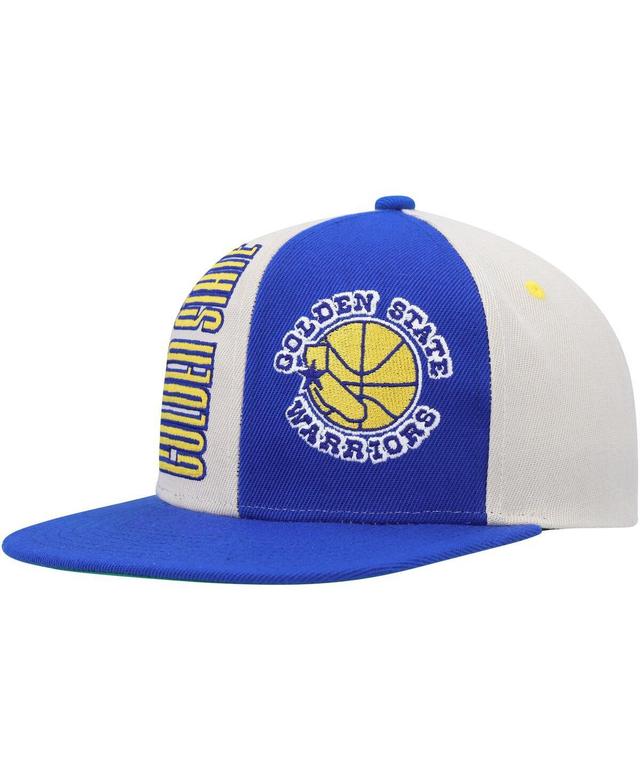 Mens Mitchell & Ness Cream/Royal Golden State Warriors Hardwood Classics Pop Snapback Hat Product Image