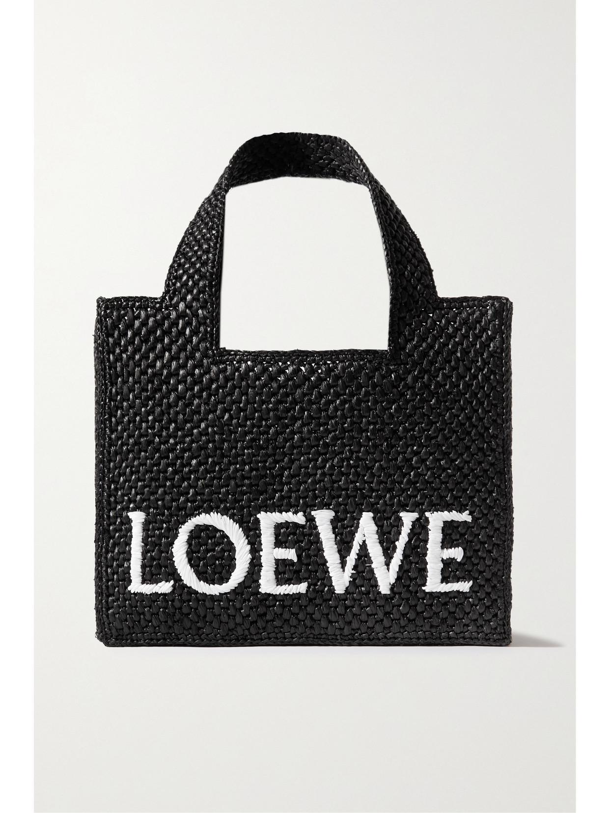 LOEWE + Paula's Ibiza Embroidered Raffia Tote In Black Product Image