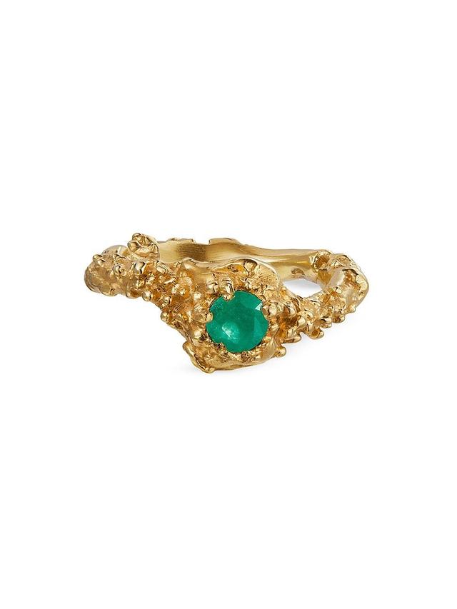 Womens 24K-Gold-Plated & Emerald Ring Product Image