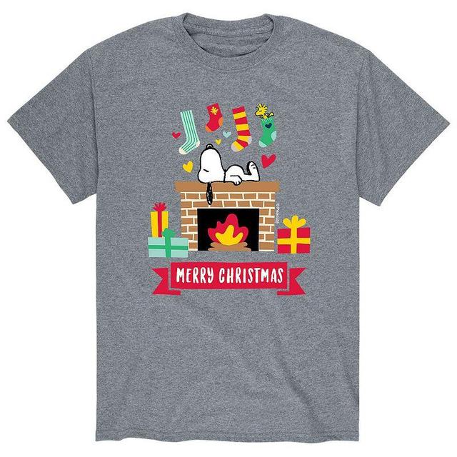 Mens Peanuts Merry Christmas Tee Athletic Grey Product Image