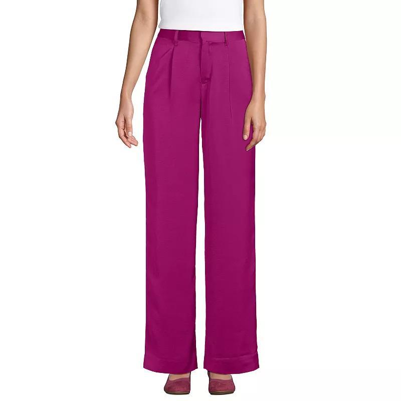 Womens Lands End Satin Wide Leg Pleated Pants Product Image