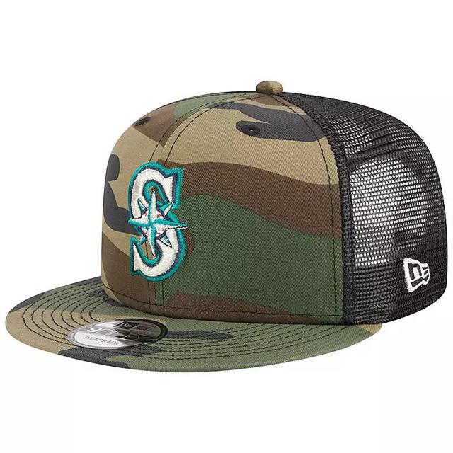 Mens New Era Camo Seattle Mariners Woodland Camo Trucker 9FIFTY Snapback Hat Product Image