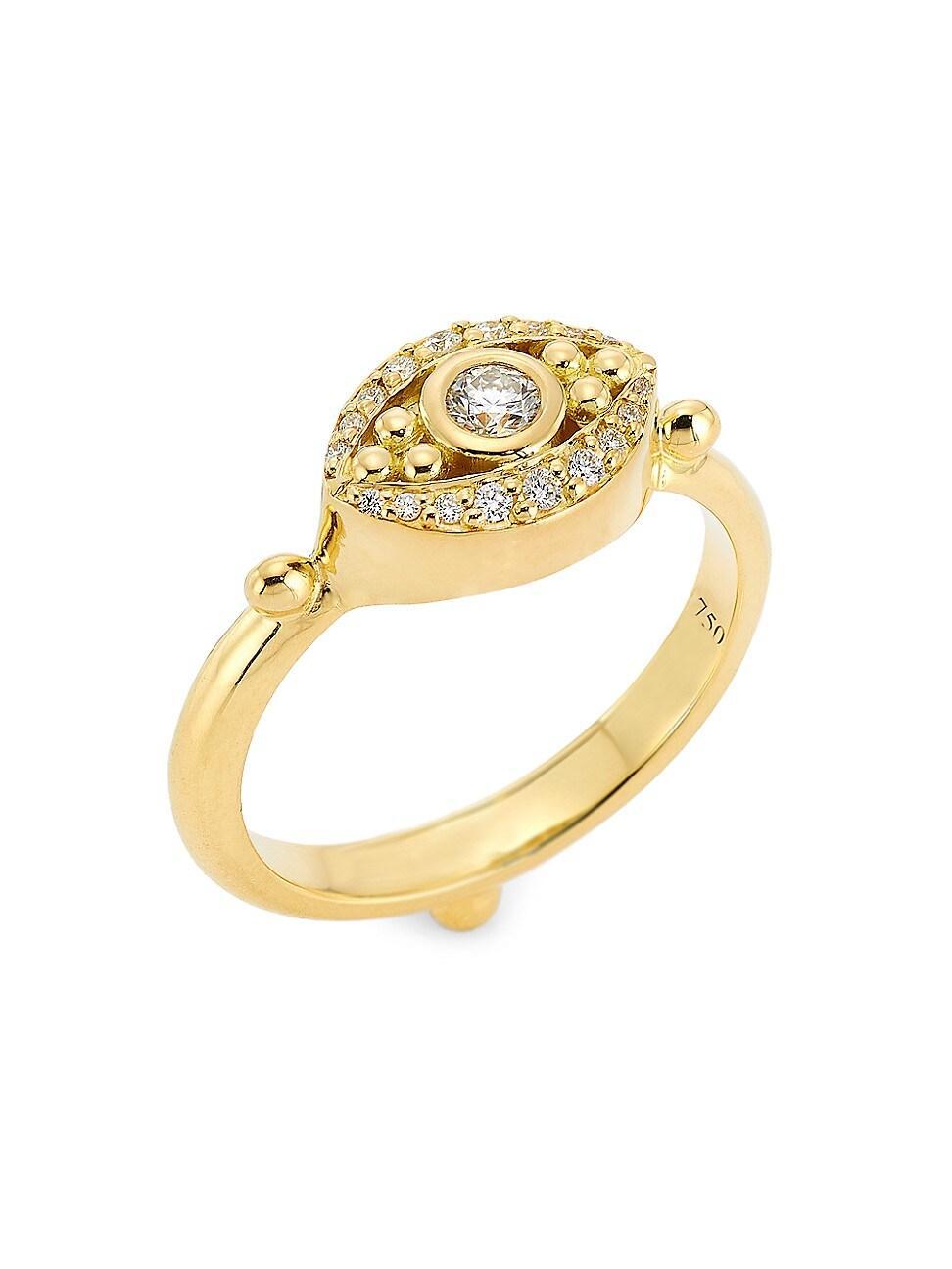 Womens Sacred 18K Yellow Gold & 0.21 TCW Diamond Mini Evil Eye Ring Product Image