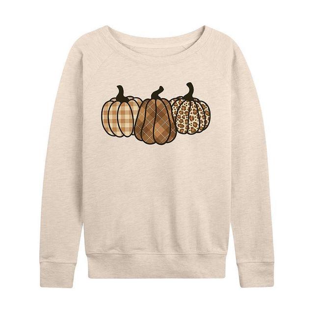 Womens Brown Plaid Pumpkins Slouchy Graphic Sweatshirt, Girls Product Image