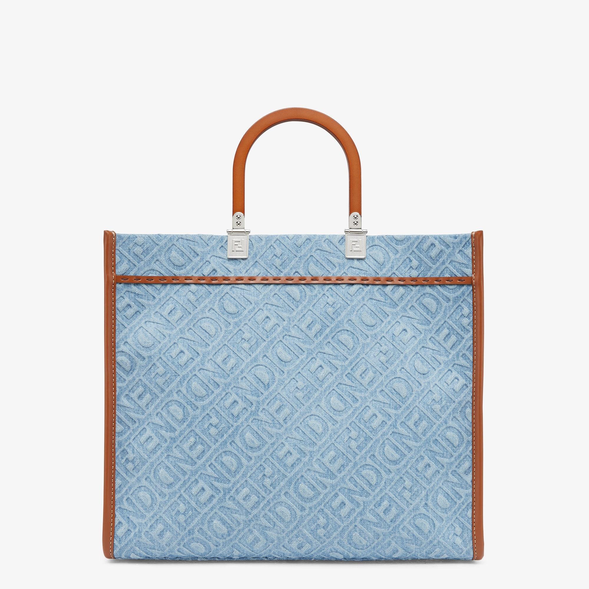 Fendi Sunshine MediumLight blue denim shopper bag Product Image