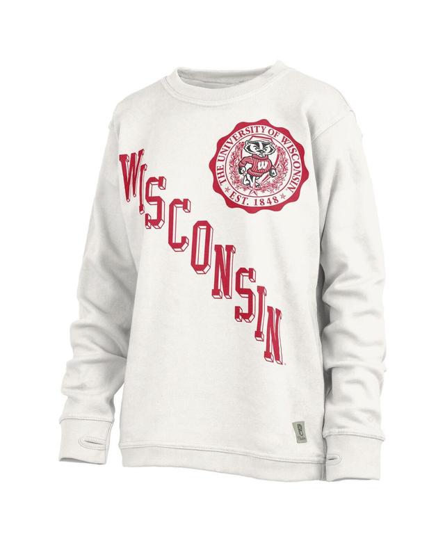 Womens Pressbox White Wisconsin Badgers Shoreline Sundown Pullover Sweatshirt Product Image