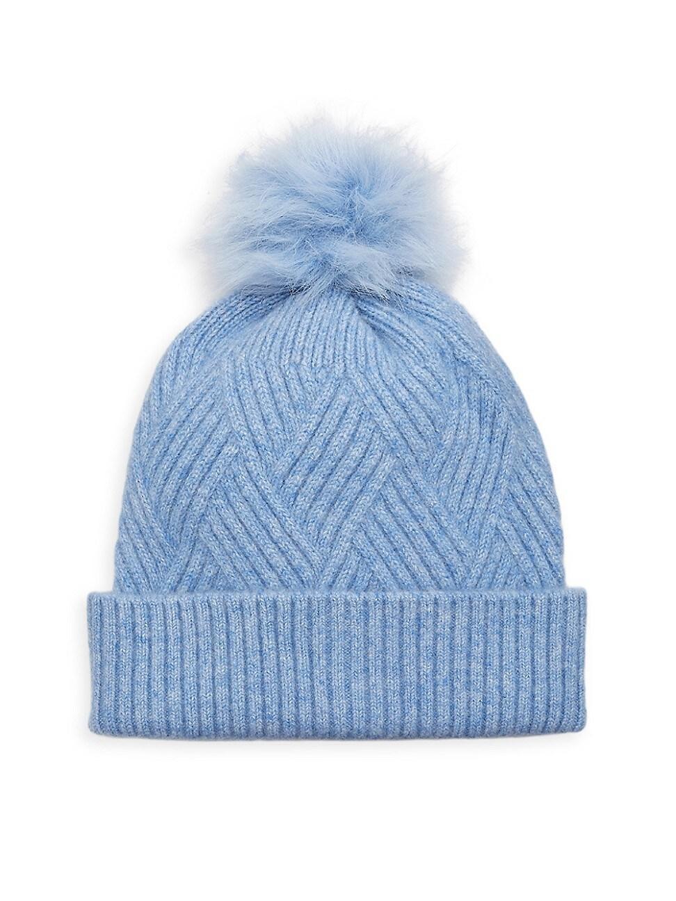 Womens Cable-Knit Ribbed Trim Hat Product Image