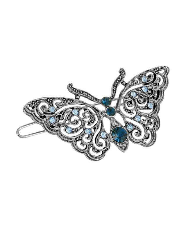 Womens Silver-Tone Montana Crystal Butterfly Barrette Product Image