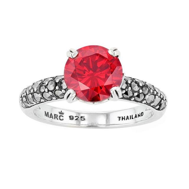 Lavish by TJM Sterling Silver Garnet Cubic Zirconia & Marcasite Ring, Womens Product Image