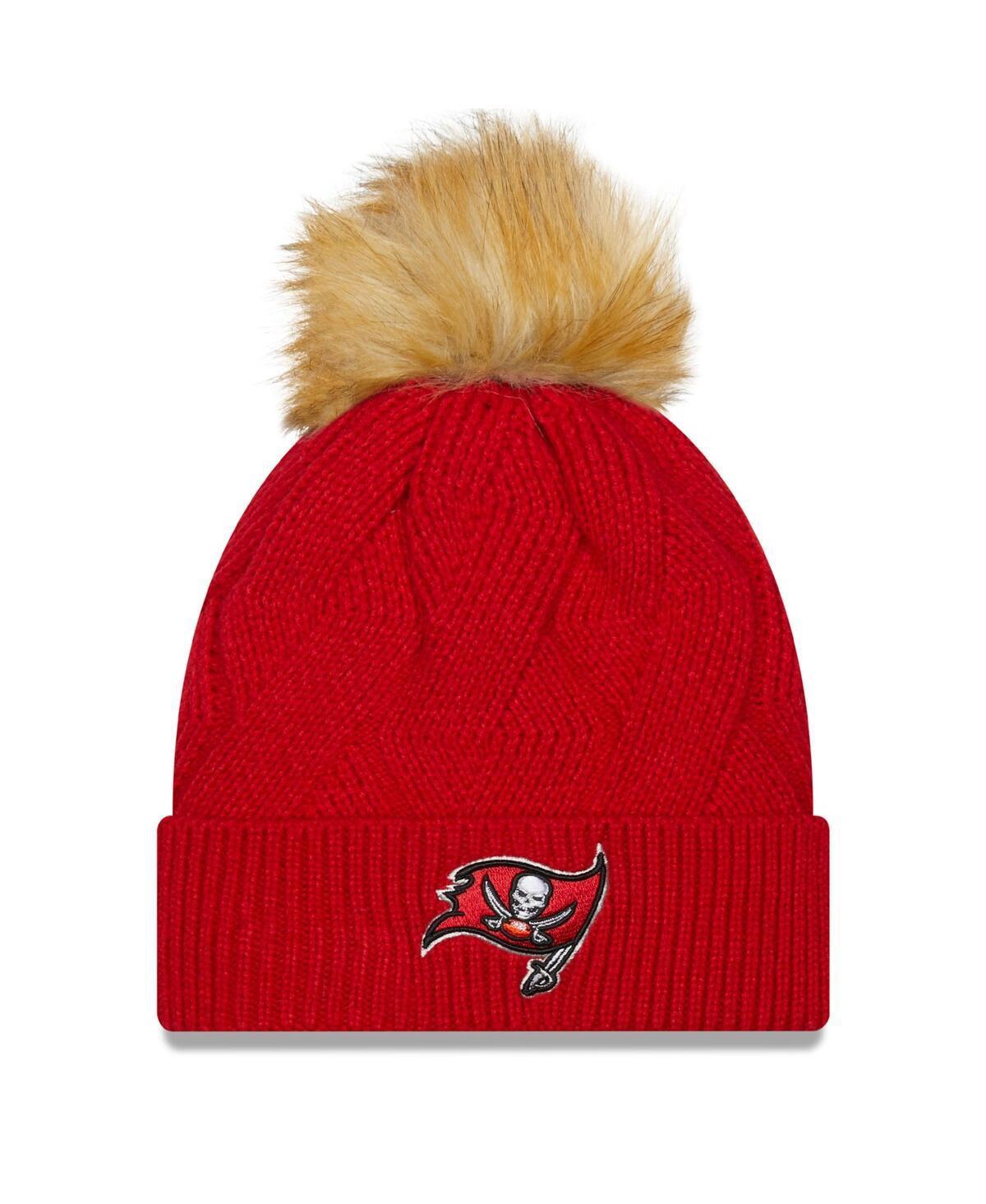 Womens New Era Tampa Bay Buccaneers Snowy Cuffed Knit Hat with Pom Product Image