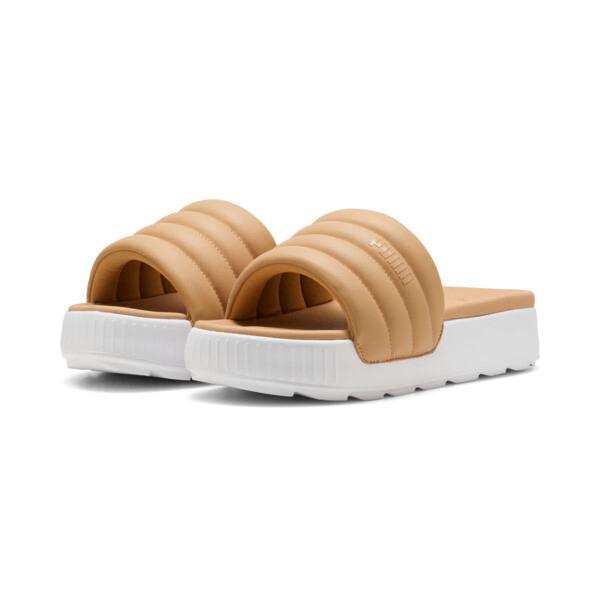 PUMA Karmen Puffy Women's Slides in Warm Beige/White Product Image