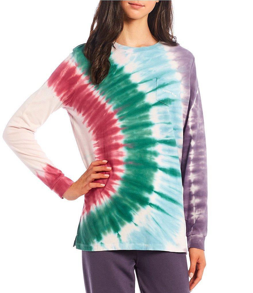 Ivory Ella Long-Sleeve Tie-Dye Baseball T-Shirt Product Image