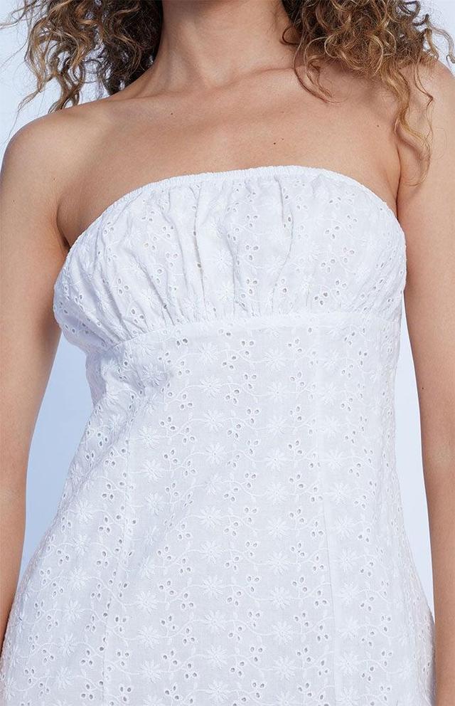 LA Hearts Womens Eyelet Strapless Mini Dress - White size Small Product Image