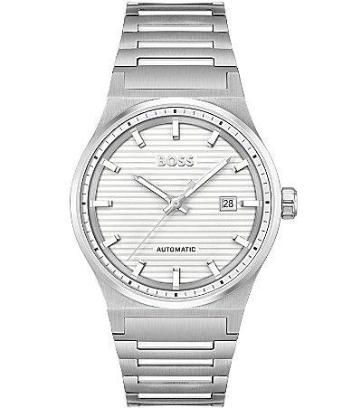 Hugo Boss Mens Candor Mechanical Automatic Stainless Steel Bracelet Watch Product Image