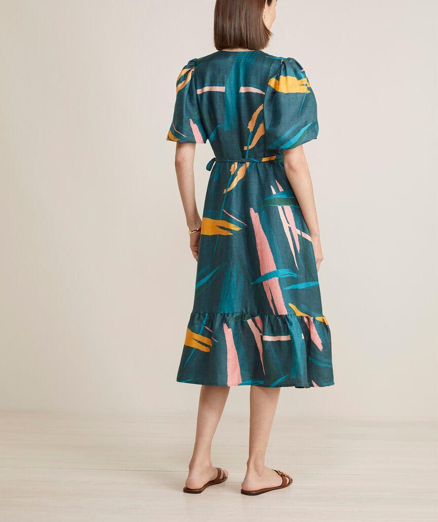 Tropical Abstract Midi Wrap Dress Product Image