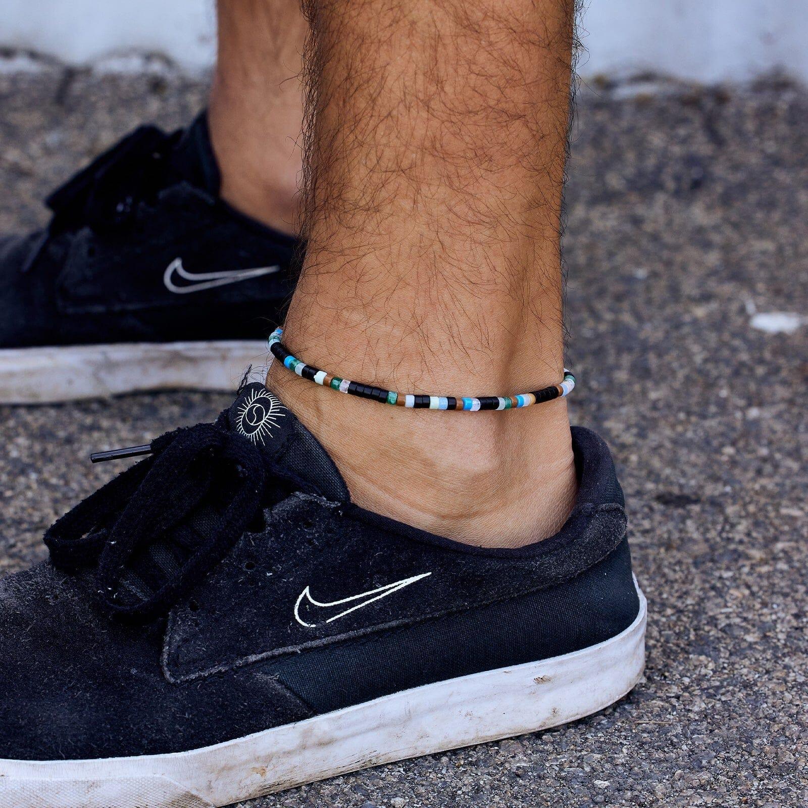 Men's Mixed Seed Bead Stretch Anklet Product Image