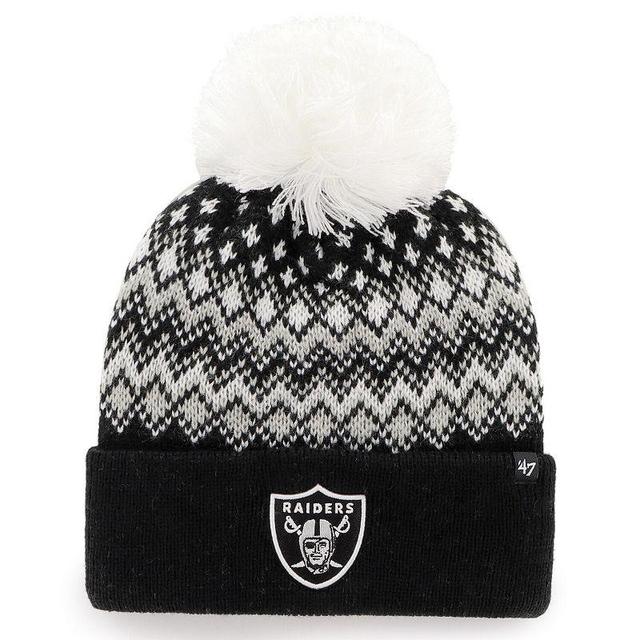 Womens 47 Black Las Vegas Raiders Elsa Cuffed Pom Knit with Hat Product Image