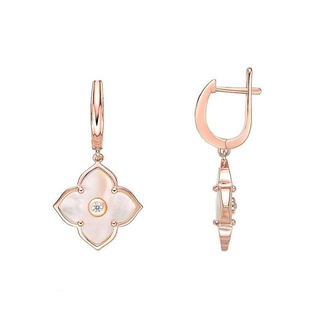 Gemminded Rose Gold Over Sterling Silver Cubic Zirconia & Mother-of-Pearl Drop Earrings, Womens, Rose Gold Tone Product Image