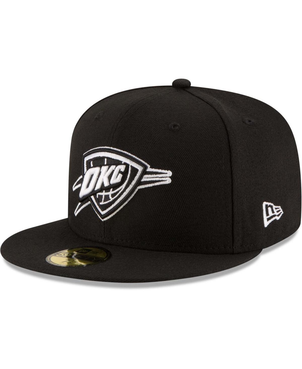 Mens Black Oklahoma City Thunder Black and White Logo 59FIFTY Fitted Hat Product Image