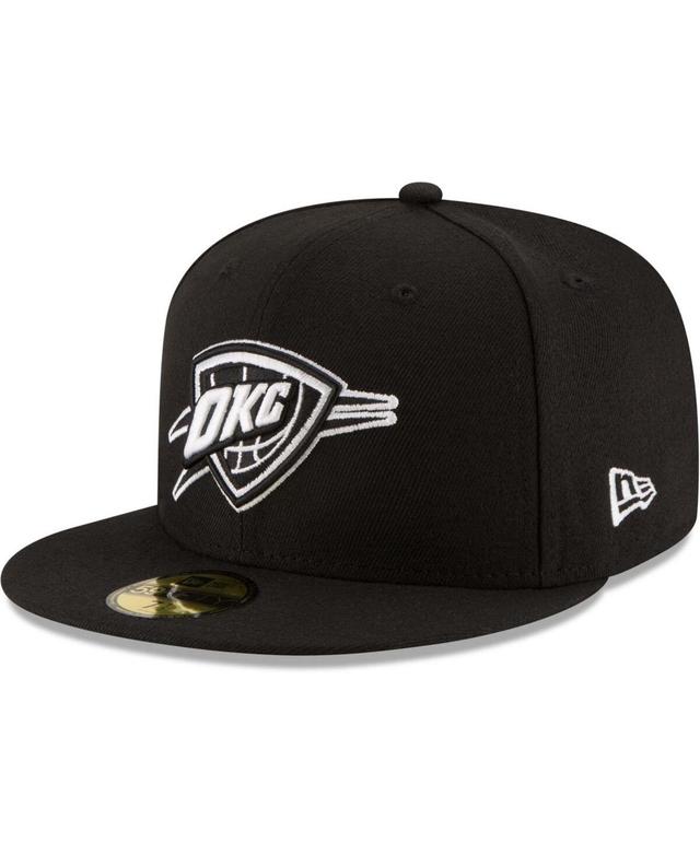 Mens Black Oklahoma City Thunder Black and White Logo 59FIFTY Fitted Hat Product Image