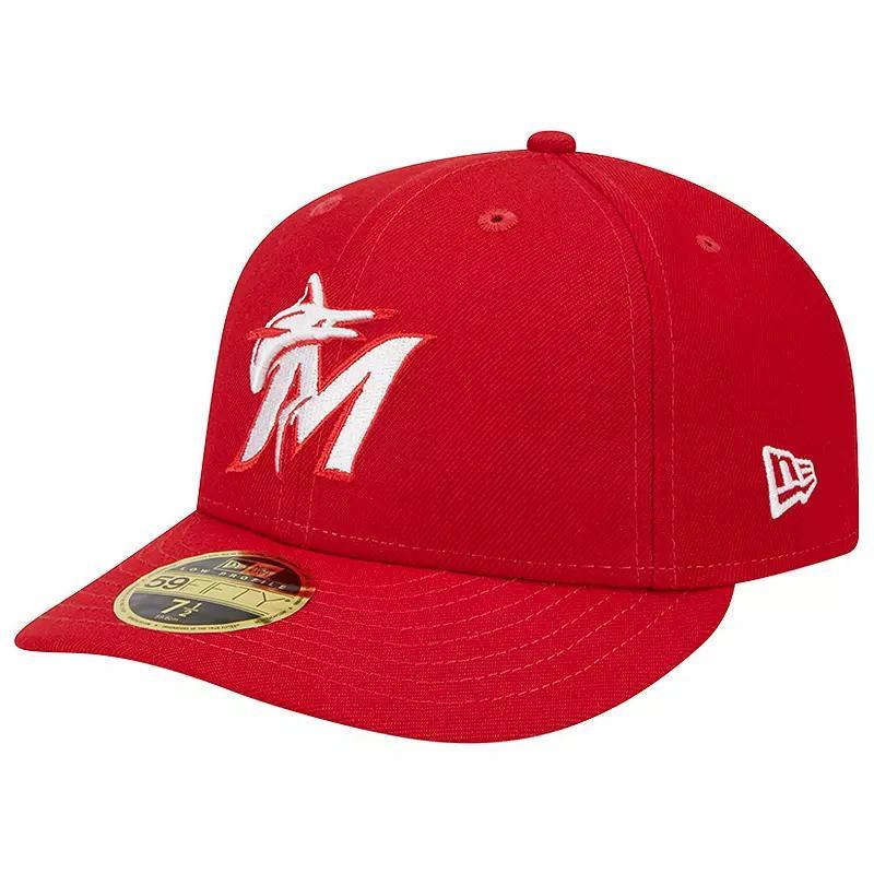 Mens New Era Scarlet Miami Marlins Low Profile 59FIFTY Fitted Hat Product Image