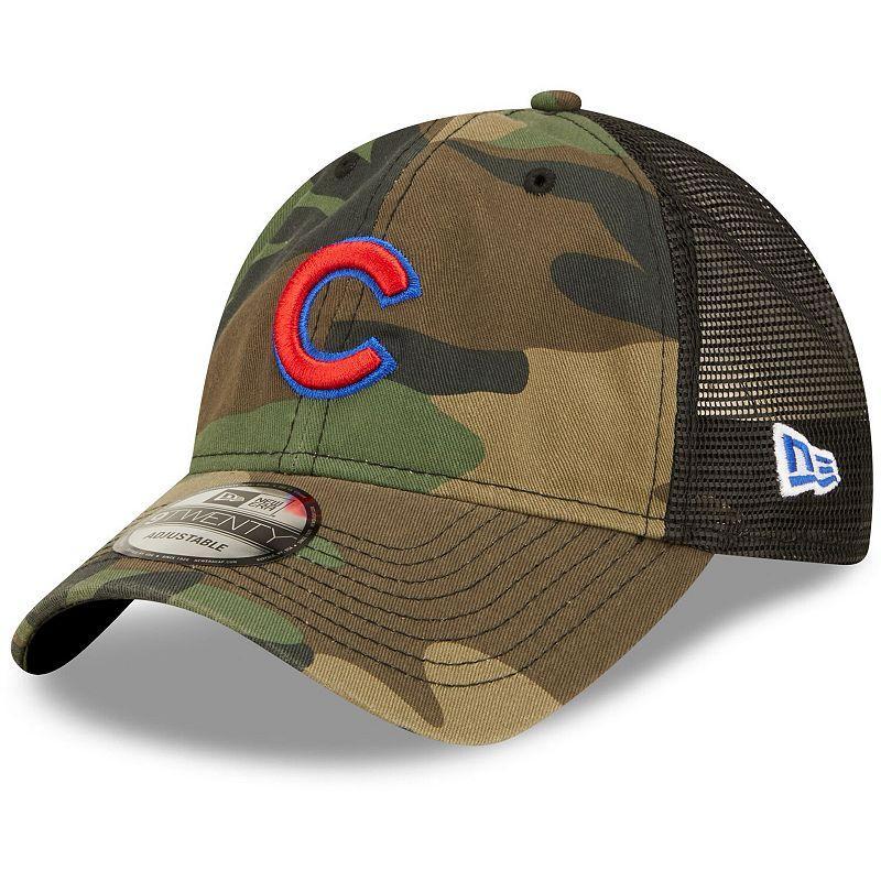 Mens New Era Camo Chicago Cubs Trucker 9TWENTY Snapback Hat, Green Product Image