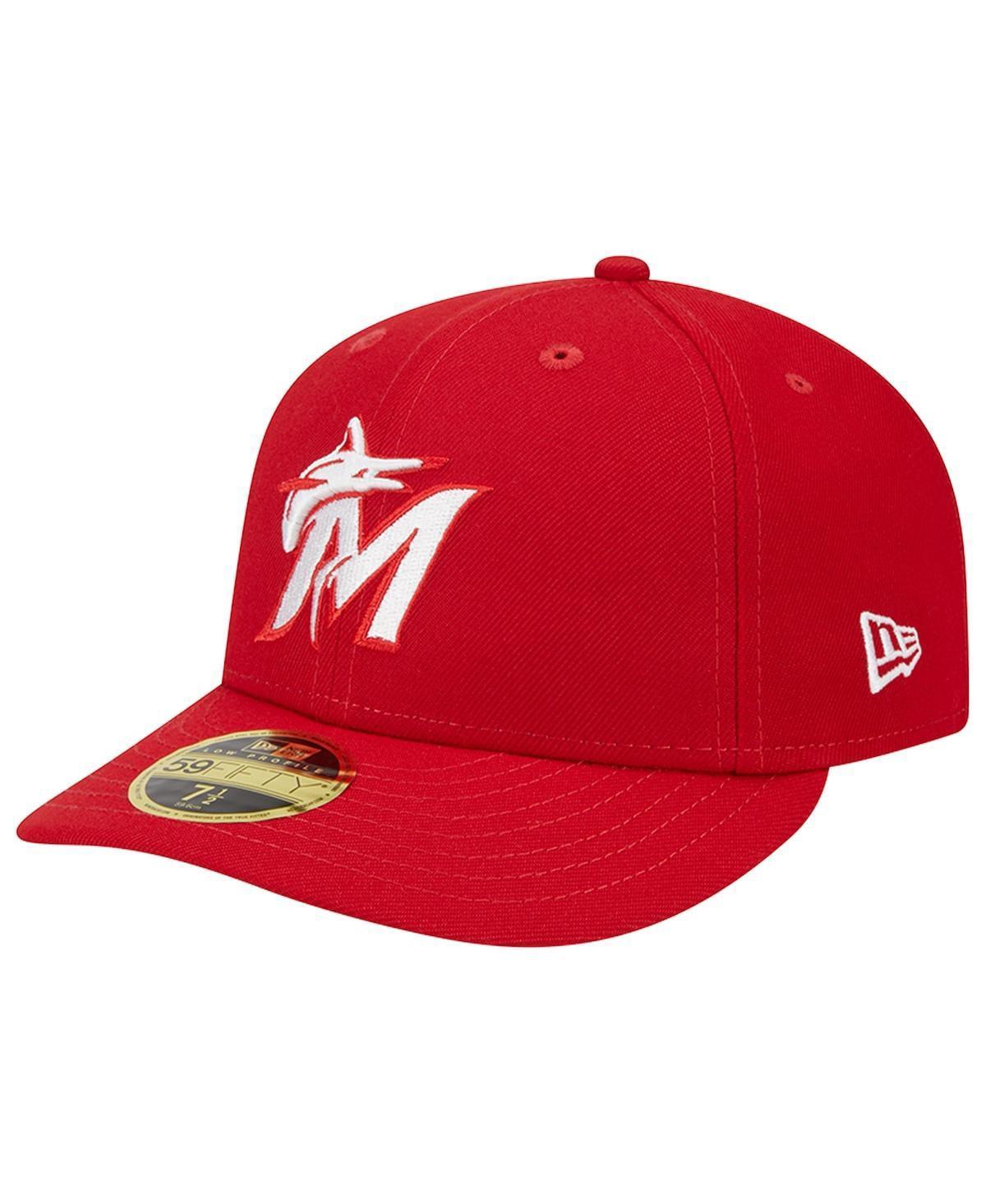 Mens New Era Scarlet Miami Marlins Low Profile 59FIFTY Fitted Hat Product Image