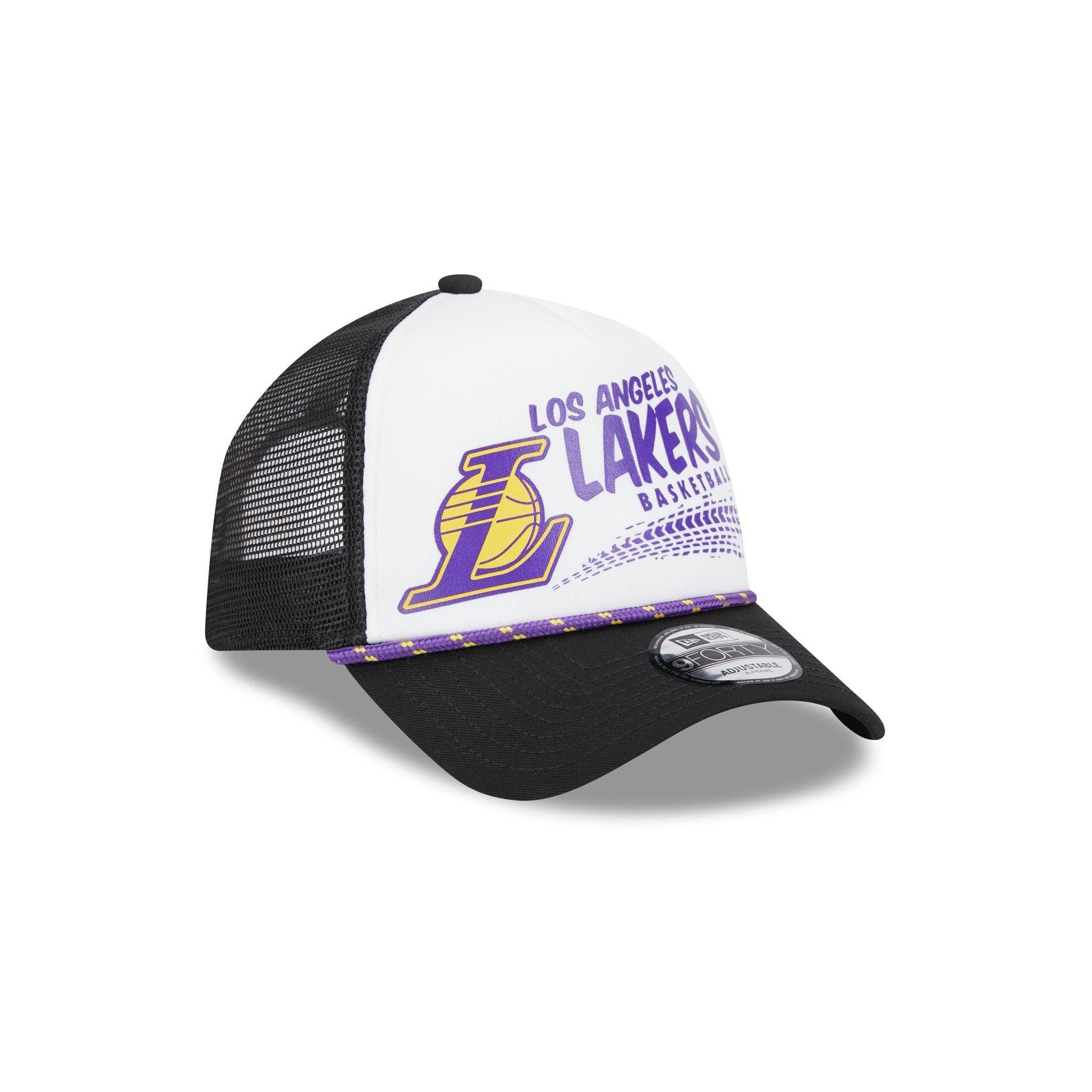 Los Angeles Lakers 2024 Rally Drive White 9FORTY A-Frame Trucker Hat Male Product Image