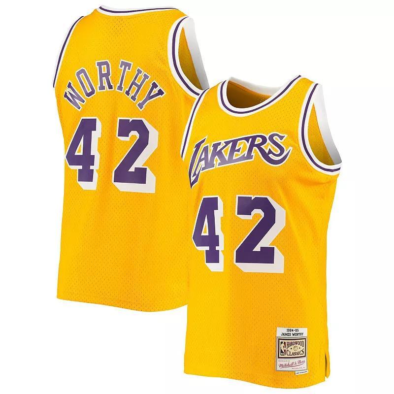 Mens Mitchell & Ness James Worthy Los Angeles Lakers 1984-85 Hardwood Classics Swingman Jersey Product Image