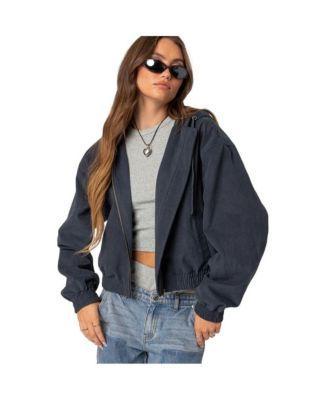 EDIKTED Milly Oversize Zip Crop Hoodie Product Image