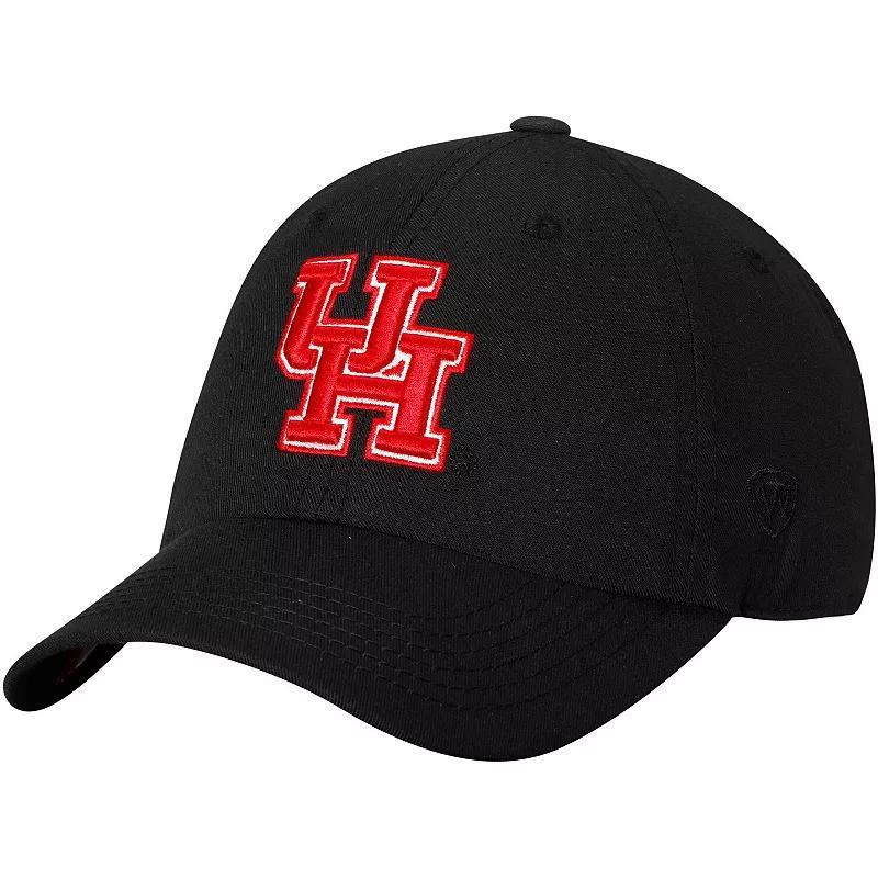 Mens Top of the World Black Houston Cougars Primary Logo Staple Adjustable Hat Product Image